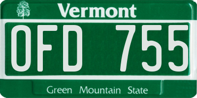VT license plate OFD755