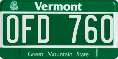VT license plate OFD760
