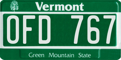 VT license plate OFD767