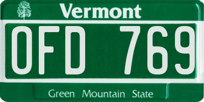 VT license plate OFD769