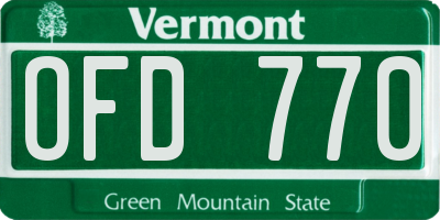 VT license plate OFD770