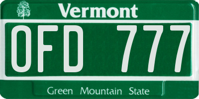 VT license plate OFD777