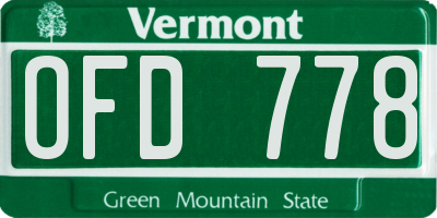 VT license plate OFD778