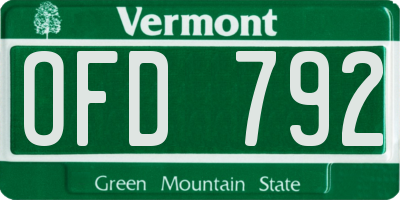 VT license plate OFD792