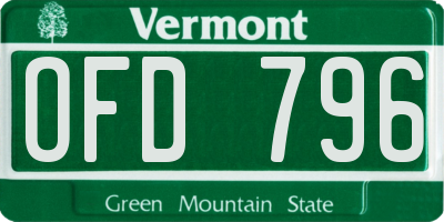 VT license plate OFD796