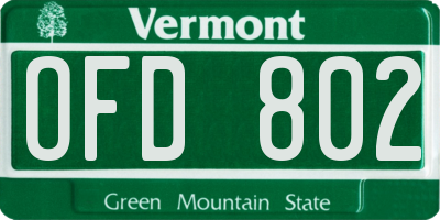 VT license plate OFD802