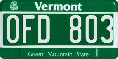 VT license plate OFD803