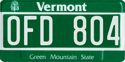 VT license plate OFD804