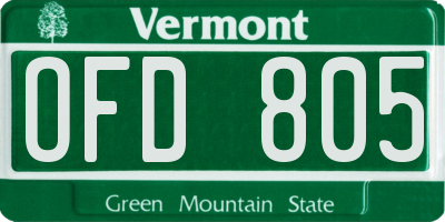 VT license plate OFD805