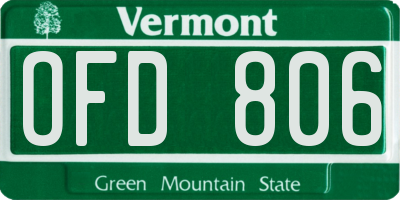VT license plate OFD806