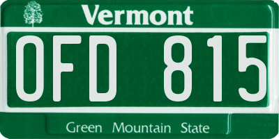 VT license plate OFD815