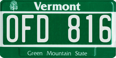 VT license plate OFD816