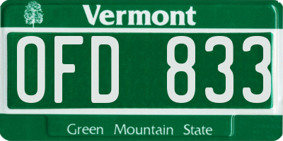 VT license plate OFD833
