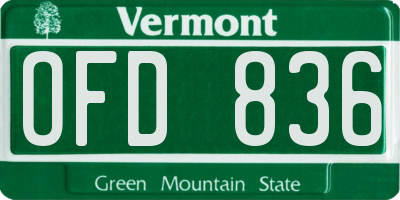 VT license plate OFD836