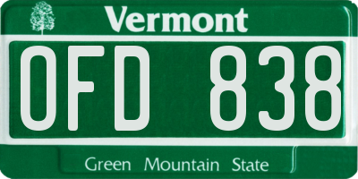 VT license plate OFD838