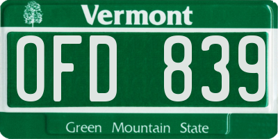 VT license plate OFD839