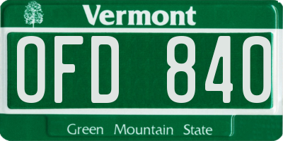 VT license plate OFD840