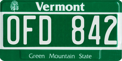 VT license plate OFD842