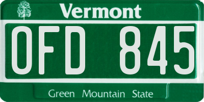 VT license plate OFD845
