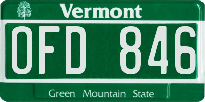 VT license plate OFD846