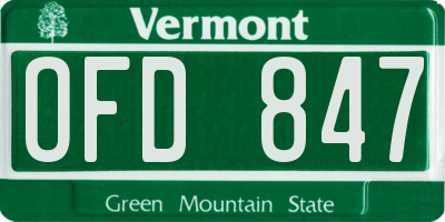 VT license plate OFD847