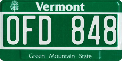 VT license plate OFD848
