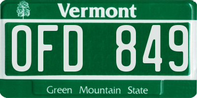 VT license plate OFD849