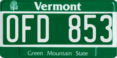 VT license plate OFD853