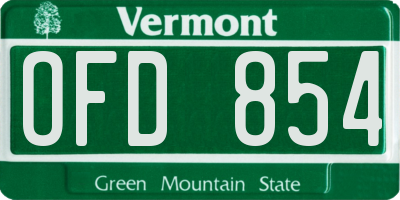 VT license plate OFD854