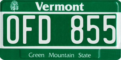 VT license plate OFD855