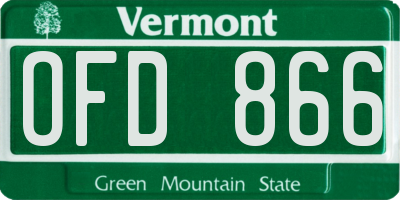 VT license plate OFD866