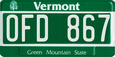 VT license plate OFD867
