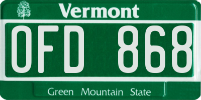 VT license plate OFD868