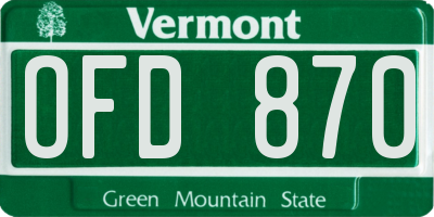 VT license plate OFD870
