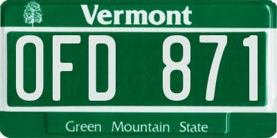 VT license plate OFD871