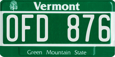 VT license plate OFD876