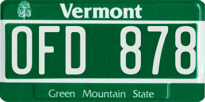VT license plate OFD878