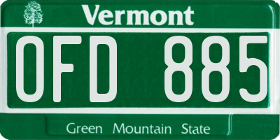 VT license plate OFD885