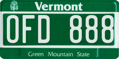 VT license plate OFD888