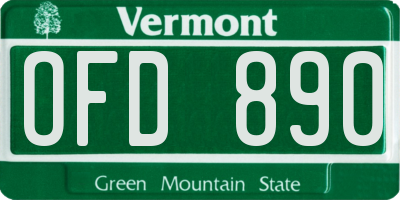 VT license plate OFD890