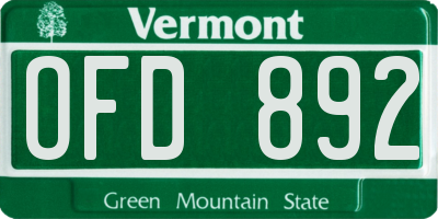 VT license plate OFD892