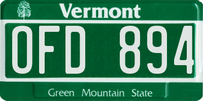 VT license plate OFD894