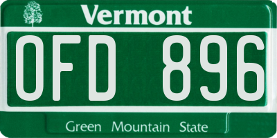 VT license plate OFD896