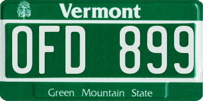 VT license plate OFD899