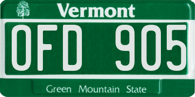 VT license plate OFD905