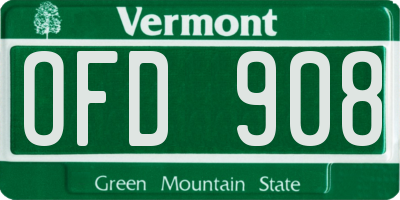 VT license plate OFD908
