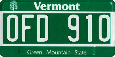 VT license plate OFD910