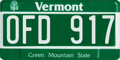 VT license plate OFD917