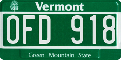VT license plate OFD918