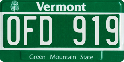 VT license plate OFD919